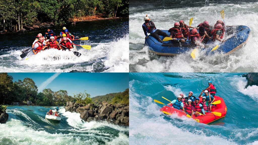 Adventurers enjoying Dandeli river rafting, showcasing the excitement of rafting in Dandeli, a popular Dandeli water sport activity.